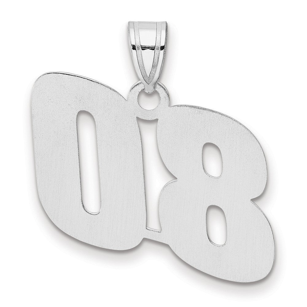 14K White Gold Polished Block Number 80 Pendant