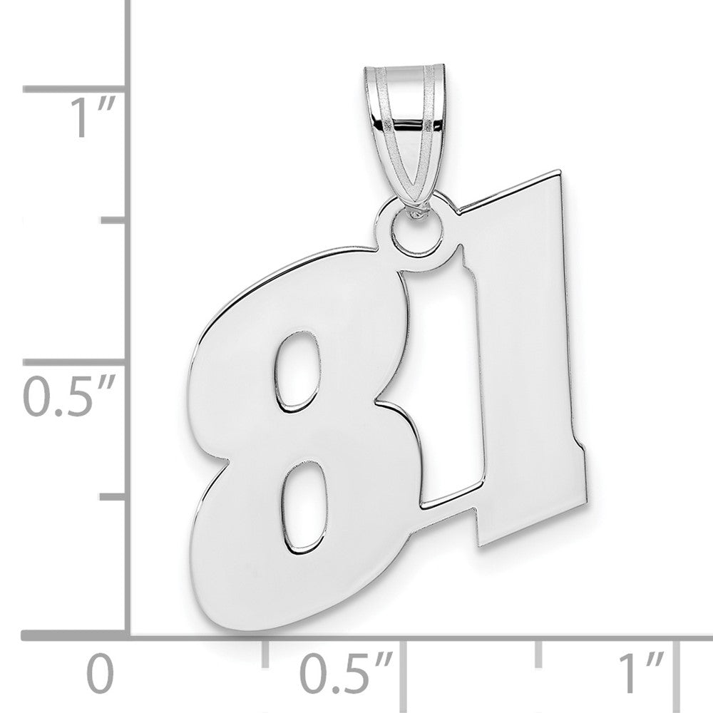 14K White Gold Polished Block Number 81 Pendant