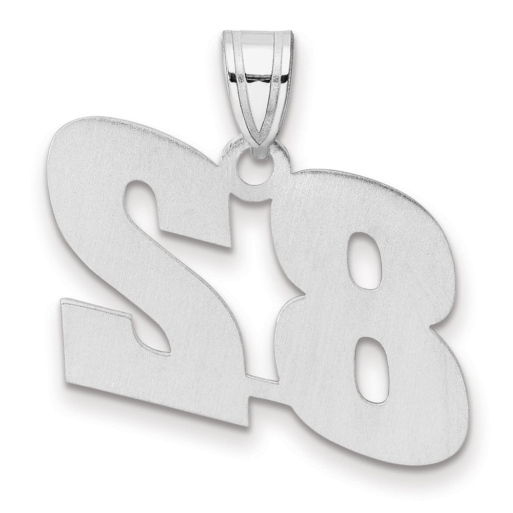 14K White Gold Polished Block Number 82 Pendant