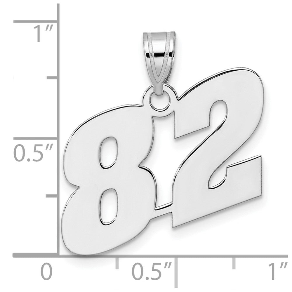 14K White Gold Polished Block Number 82 Pendant