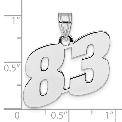 14K White Gold Polished Block Number 83 Pendant