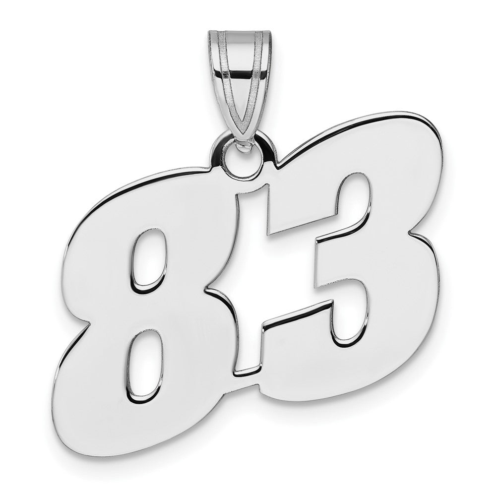 14K White Gold Polished Block Number 83 Pendant