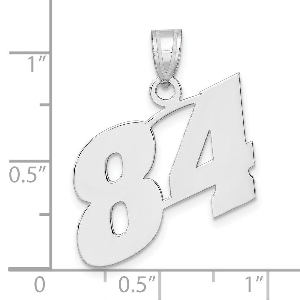14K White Gold Polished Block Number 84 Pendant