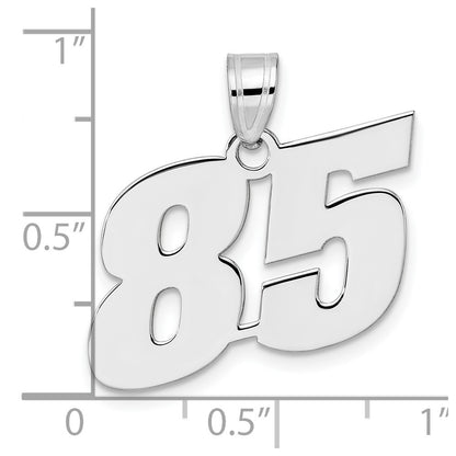 14K White Gold Polished Block Number 85 Pendant