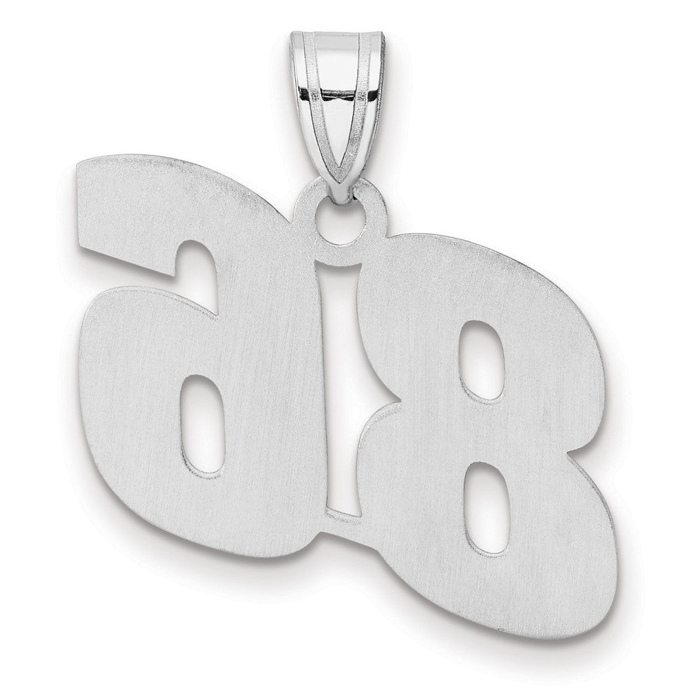 14K White Gold Polished Block Number 86 Pendant