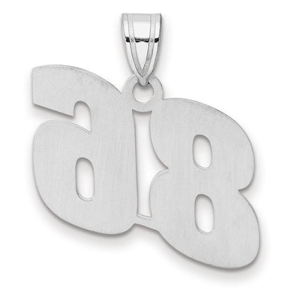 14K White Gold Polished Block Number 86 Pendant