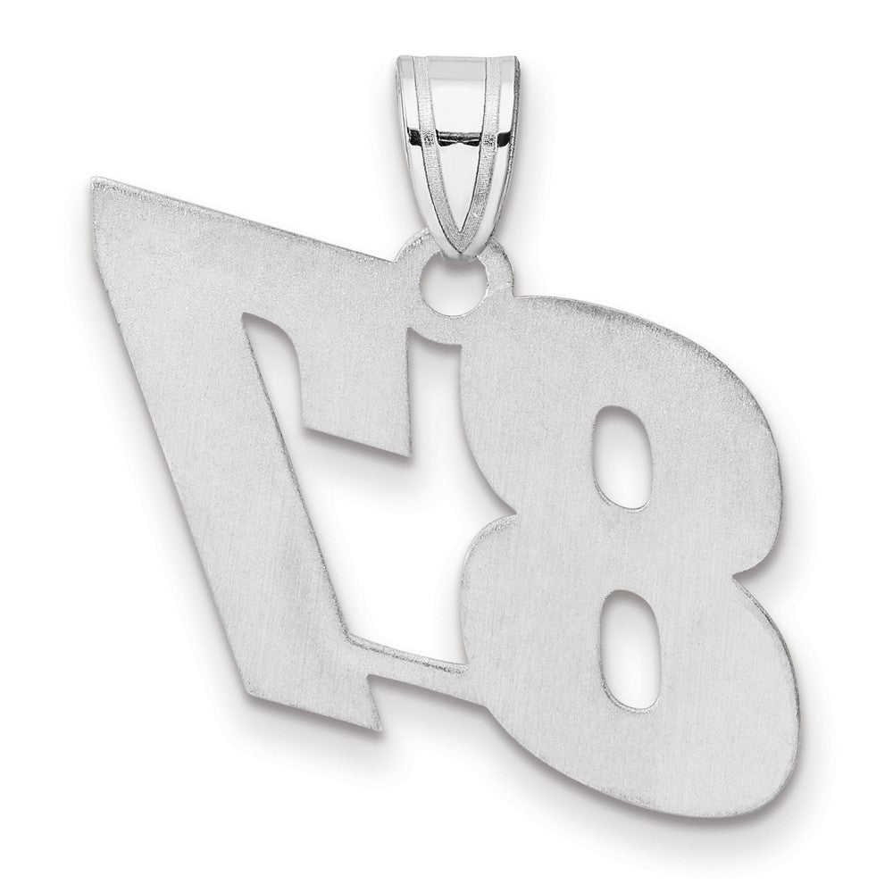 14K White Gold Polished Block Number 87 Pendant