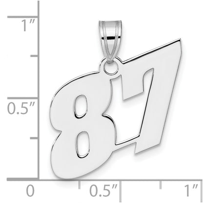 14K White Gold Polished Block Number 87 Pendant