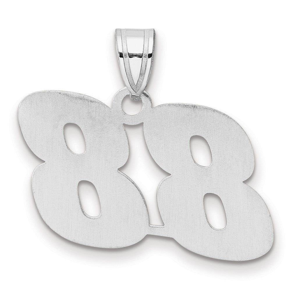 14K White Gold Polished Block Number 88 Pendant