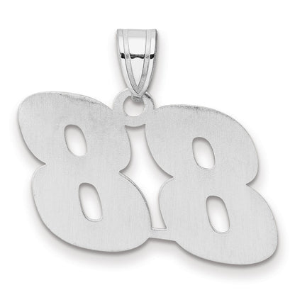 14K White Gold Polished Block Number 88 Pendant