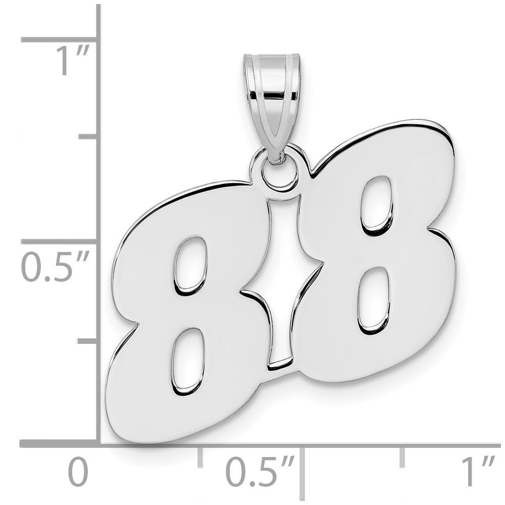 14K White Gold Polished Block Number 88 Pendant