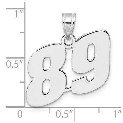 14K White Gold Polished Block Number 89 Pendant