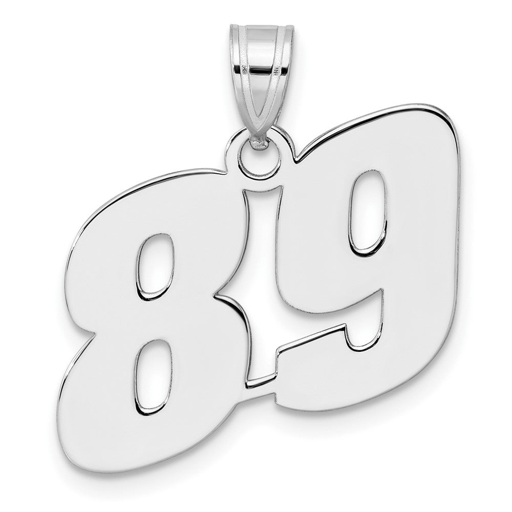 14K White Gold Polished Block Number 89 Pendant