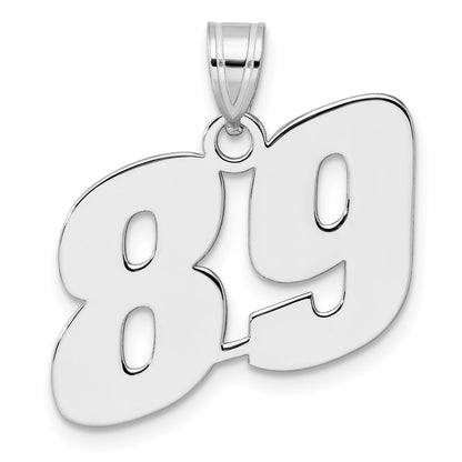 14K White Gold Polished Block Number 89 Pendant