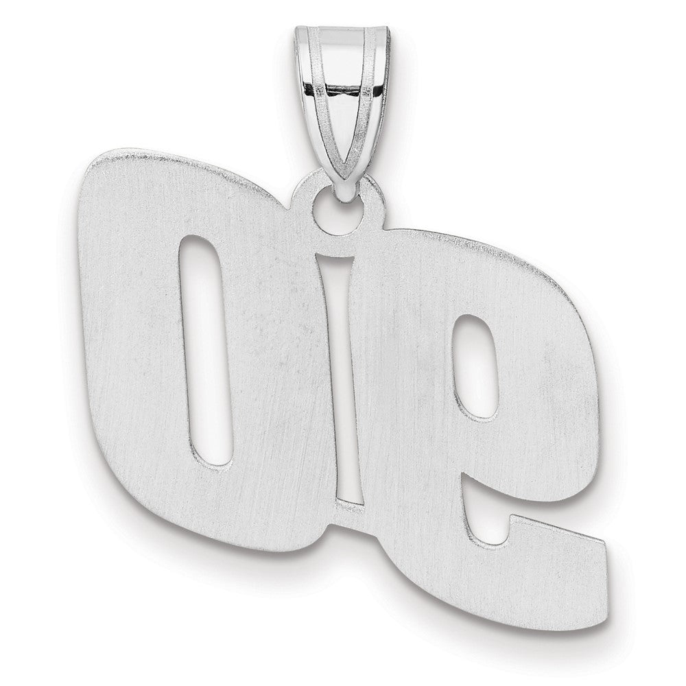 14K White Gold Polished Block Number 90 Pendant