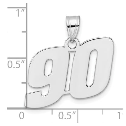 14K White Gold Polished Block Number 90 Pendant