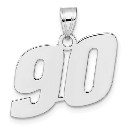 14K White Gold Polished Block Number 90 Pendant