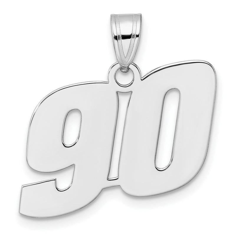 14K White Gold Polished Block Number 90 Pendant