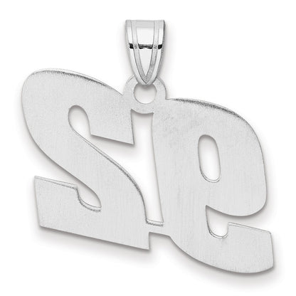 14K White Gold Polished Block Number 92 Pendant