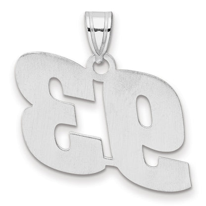 14K White Gold Polished Block Number 93 Pendant