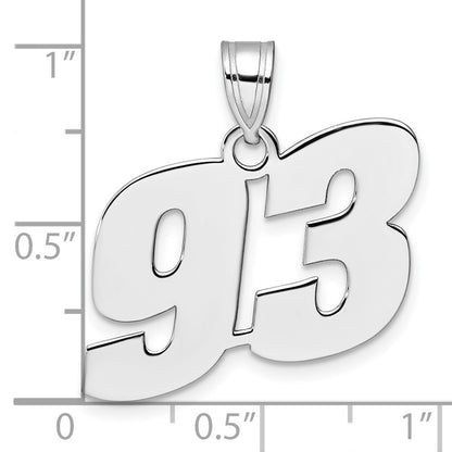 14K White Gold Polished Block Number 93 Pendant