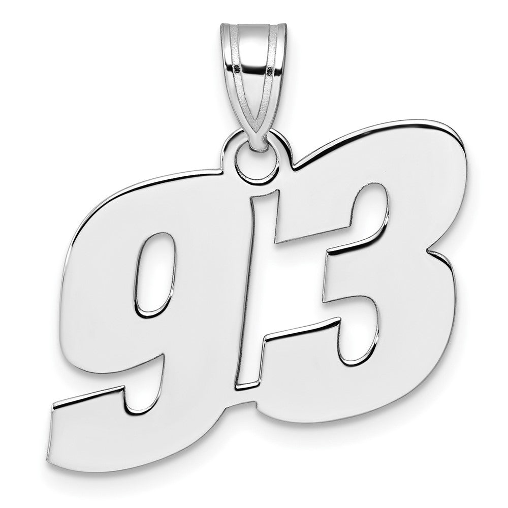 14K White Gold Polished Block Number 93 Pendant
