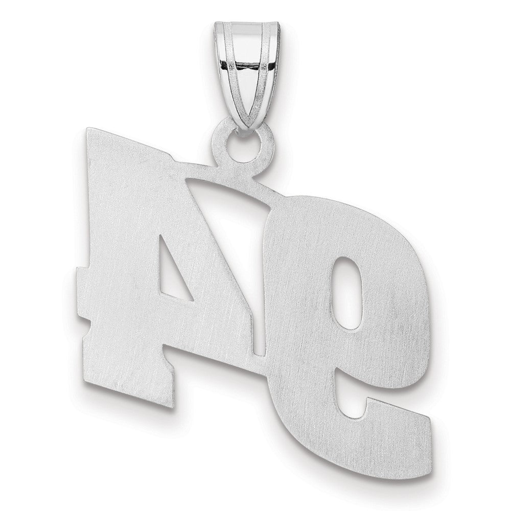14K White Gold Polished Block Number 94 Pendant