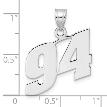 14K White Gold Polished Block Number 94 Pendant