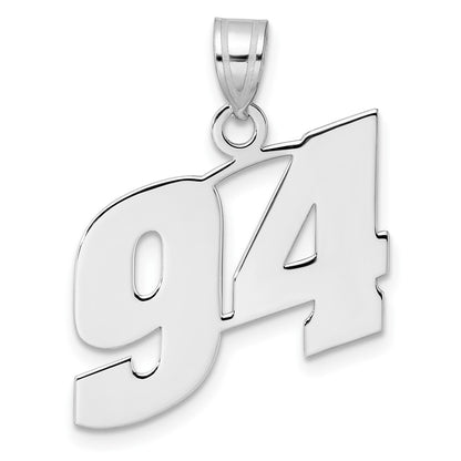 14K White Gold Polished Block Number 94 Pendant