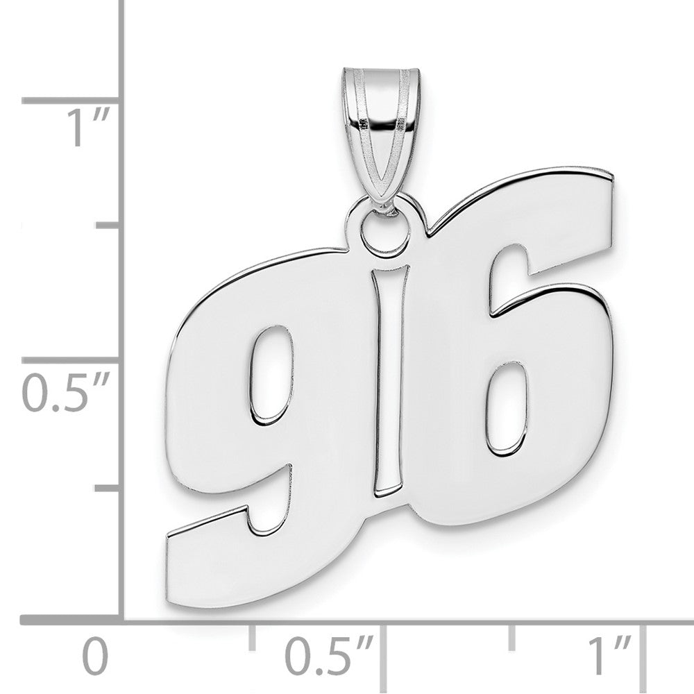14K White Gold Polished Block Number 96 Pendant