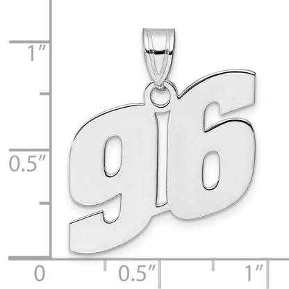 14K White Gold Polished Block Number 96 Pendant