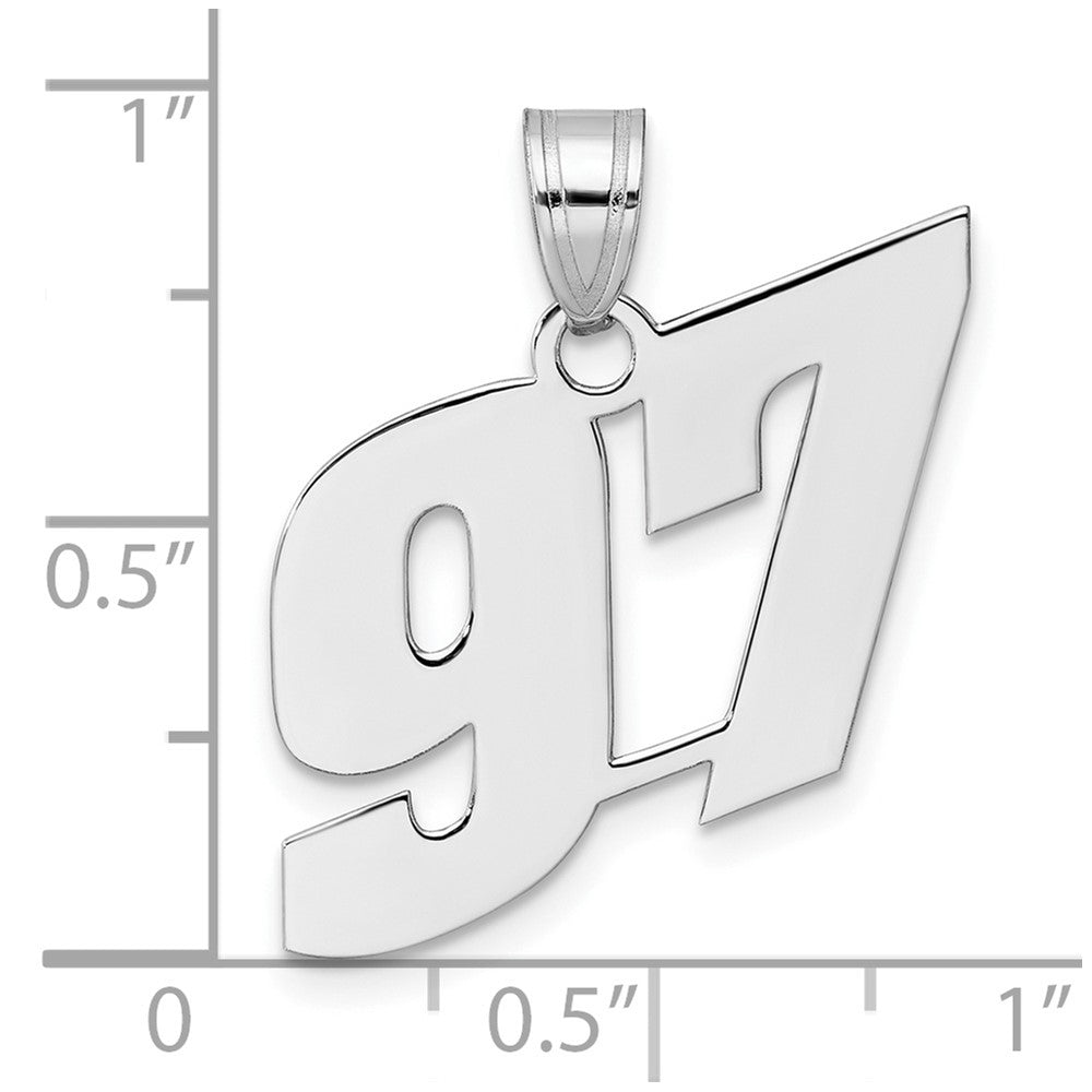 14K White Gold Polished Block Number 97 Pendant