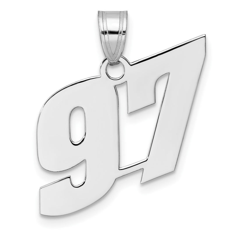 14K White Gold Polished Block Number 97 Pendant