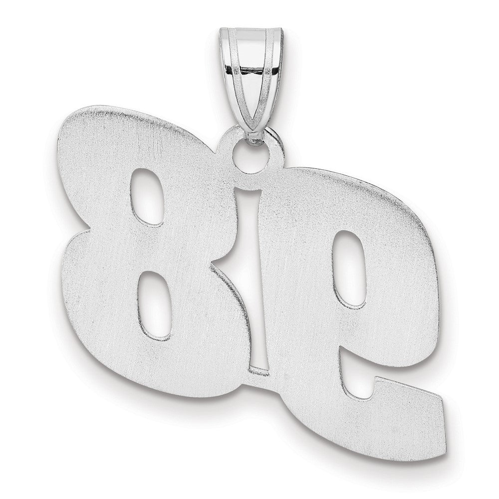 14K White Gold Polished Block Number 98 Pendant