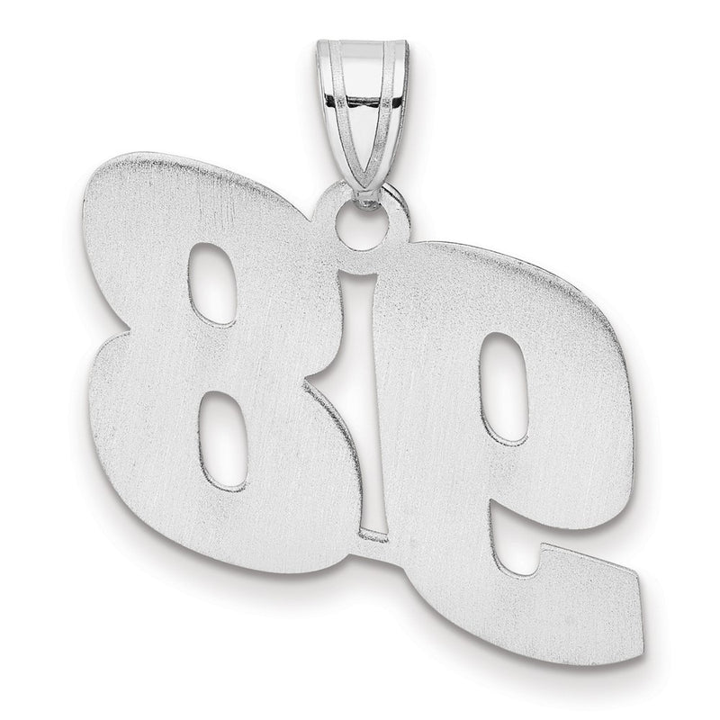 14K White Gold Polished Block Number 98 Pendant