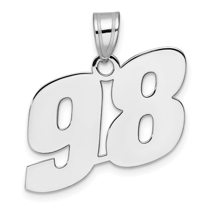14K White Gold Polished Block Number 98 Pendant
