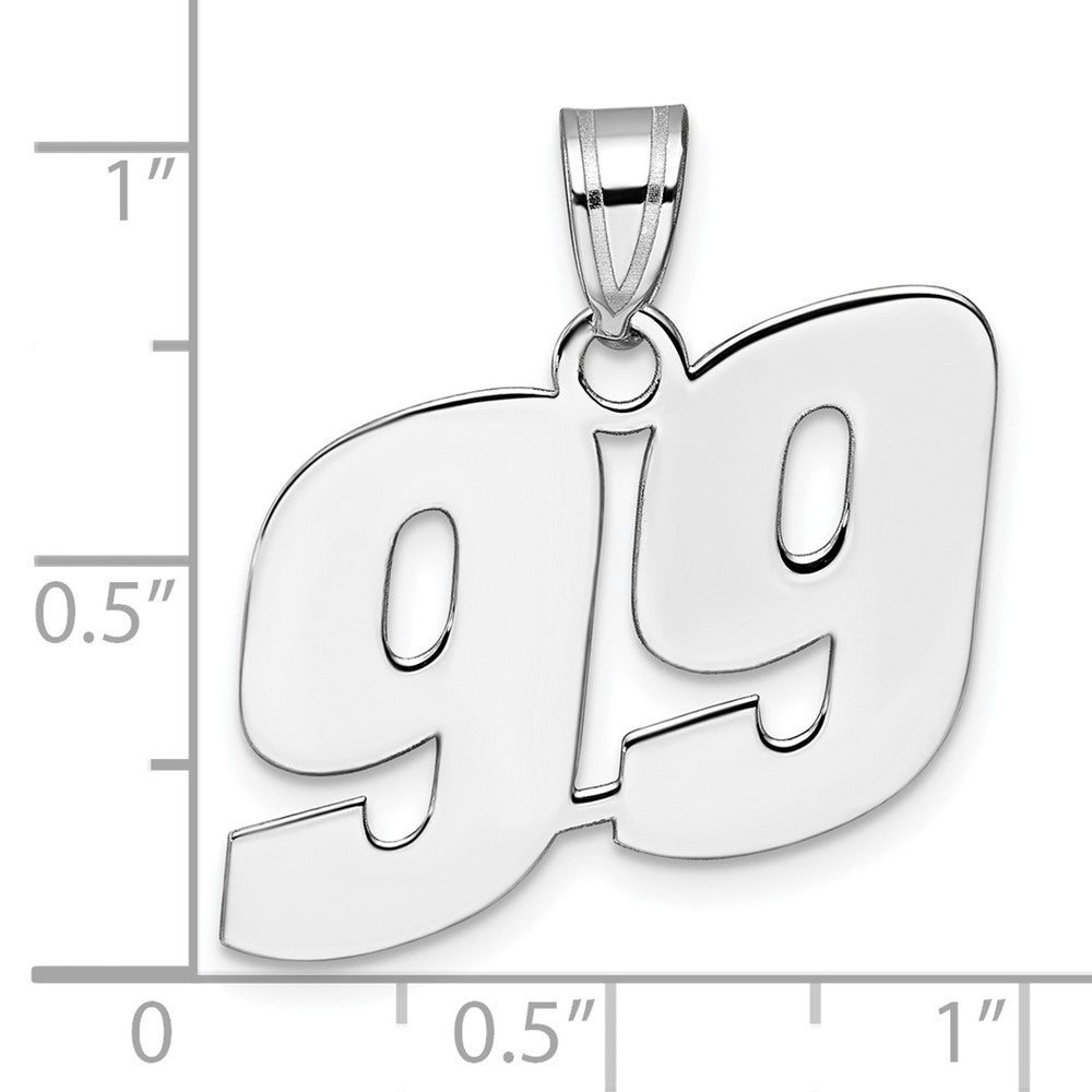 14K White Gold Polished Block Number 99 Pendant