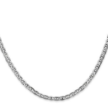 14K White Gold 20 Inch 3mm Concave Anchor With Lobster Clasp Chain