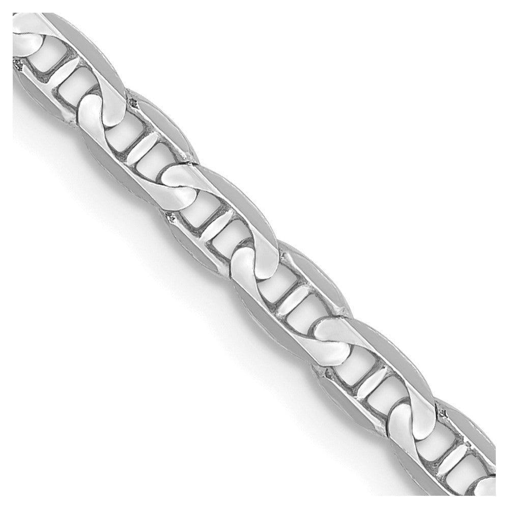 14K White Gold 20 Inch 3mm Concave Anchor With Lobster Clasp Chain Necklace