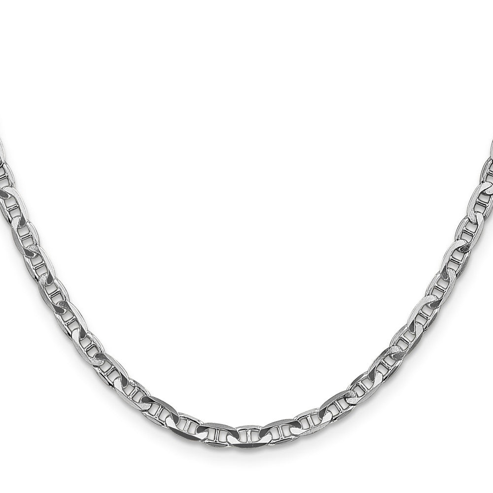14K White Gold 3.75mm Concave Anchor With Lobster Clasp Chain Necklace