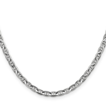 14K White Gold 20 Inch 3.75mm Concave Anchor With Lobster Clasp Chain