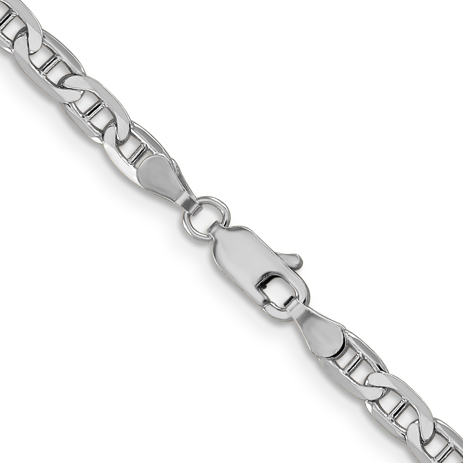 14K White Gold 20 Inch 3.75mm Concave Anchor With Lobster Clasp Chain