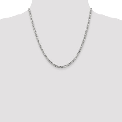 14K White Gold 20 Inch 3.75mm Concave Anchor With Lobster Clasp Chain