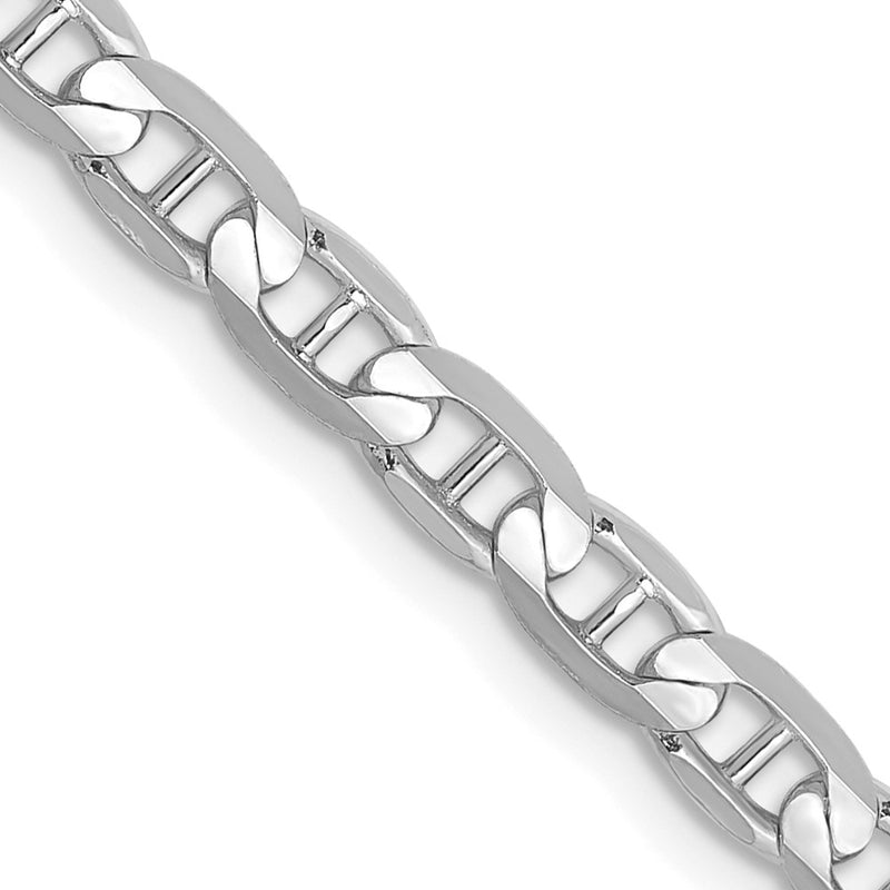 14K White Gold 24 Inch 3.75mm Concave Anchor With Lobster Clasp Chain Necklace