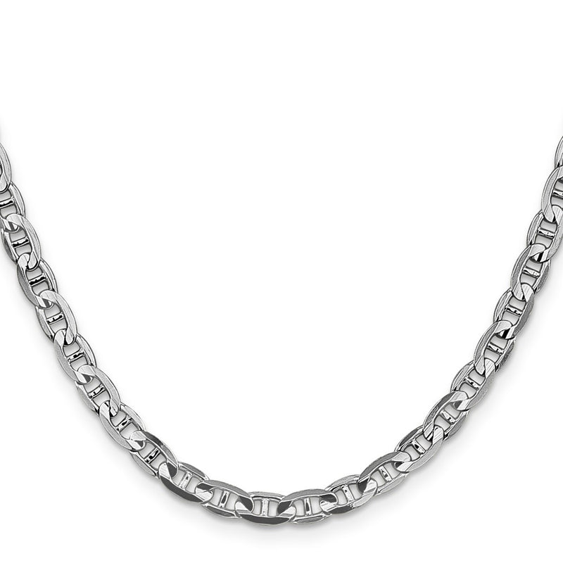 Solid 14K White Gold 8 inch 3.75mm Concave Anchor with Lobster Clasp Chain Necklace