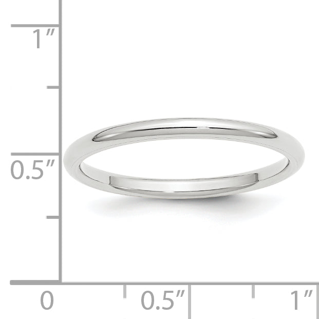 Solid 14K White Gold 2mm Standard Comfort Fit Men's/Women's Wedding Band Ring Size 10