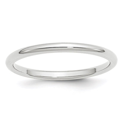 10k White Gold 2mm Standard Weight Comfort Fit Wedding Band Ring