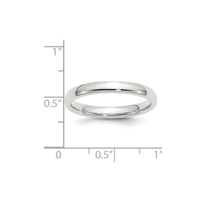 10k White Gold 3mm Standard Weight Comfort Fit Wedding Band Ring