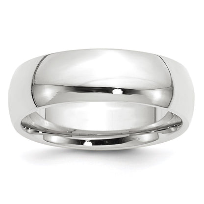 14k White Gold 7mm Standard Weight Comfort Fit Wedding Band Ring