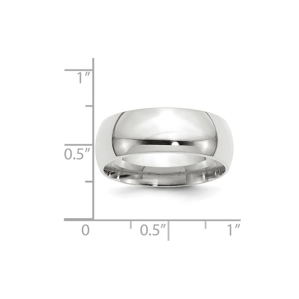 14k White Gold 8mm Standard Weight Comfort Fit Wedding Band Ring